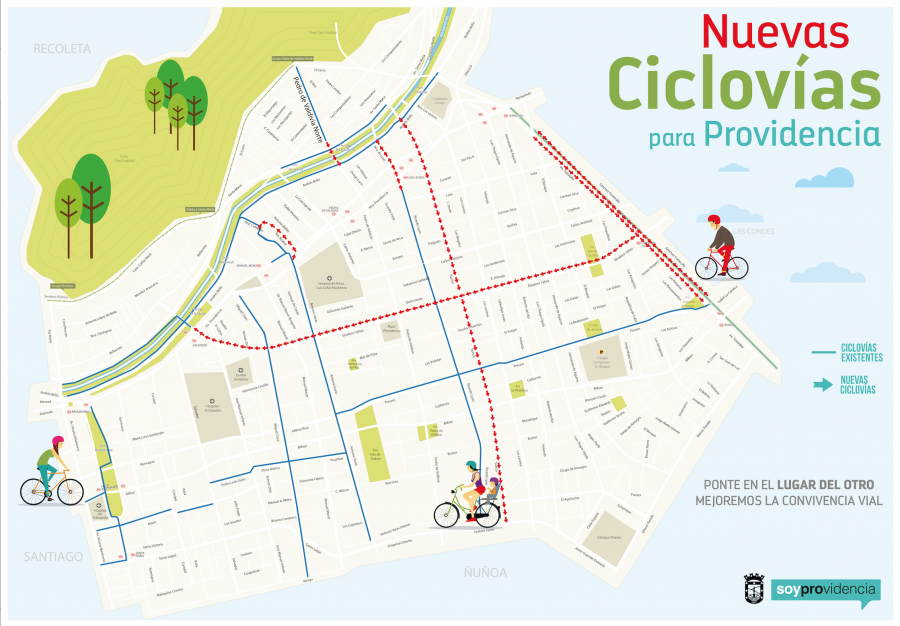 Mapa ciclovías Providencia